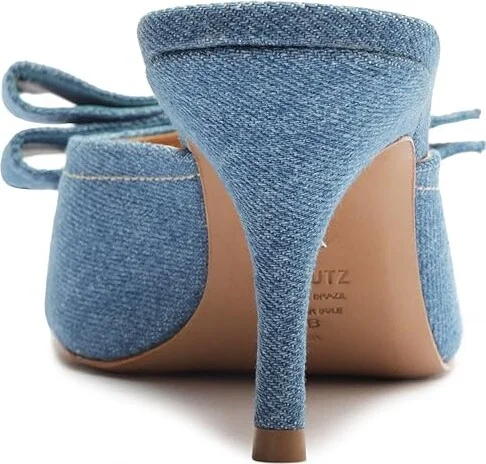 Schutz Claire Bow High Women's Heels Classic Blue : 5 M, Leather - Image 3