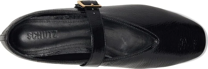 Schutz Courtney Buckle Women's Flat Shoes Black : 7 M, Leather - Image 2