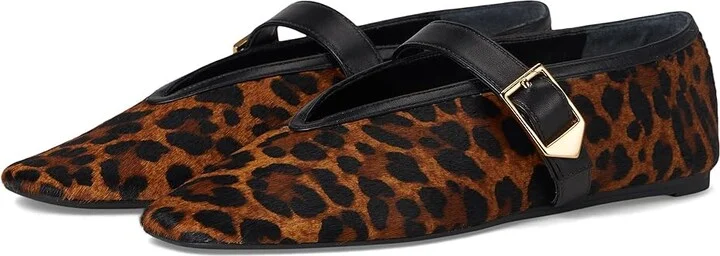 Schutz Courtney Buckle Women's Flat Shoes Natural/Black : 10 M, Leather