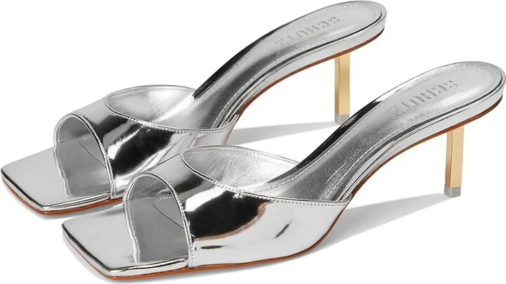Schutz Dethalia Pin Women's Sandals Prata : 9.5 M, Leather