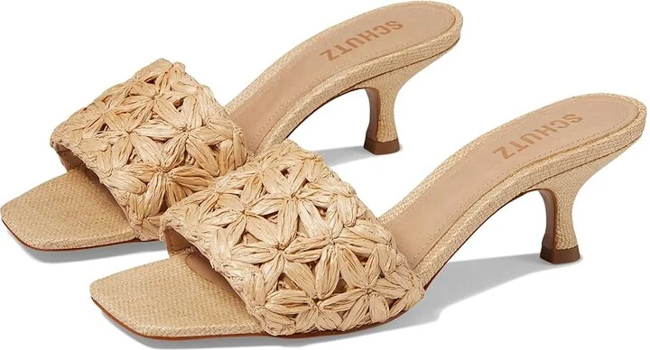 Schutz Dethalia Straw Women's Sandals Perola : 6.5 M, Leather