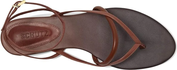 Schutz Diana Flat Women's Wedge Shoes Desert Brown : 9.5 M, Leather - Image 2