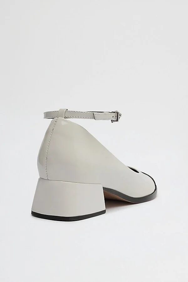 Schutz Dorothy Leather Ballet Flat in White/Black - Image 3
