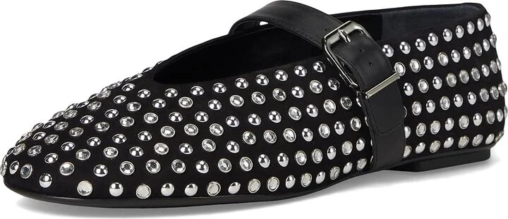 Schutz Eiza Glam Women's Dress Flat Shoes Black : 9.5 M, Suede - Image 5