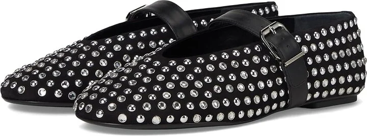 Schutz Eiza Glam Women's Dress Flat Shoes Black : 9.5 M, Suede
