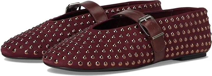 Schutz Eiza Shine Women's Dress Flat Shoes Vino : 6.5 M, Suede