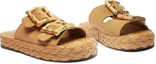 Schutz Enola Rope Flat Women's Sandals Light Nude : 8 M, Suede