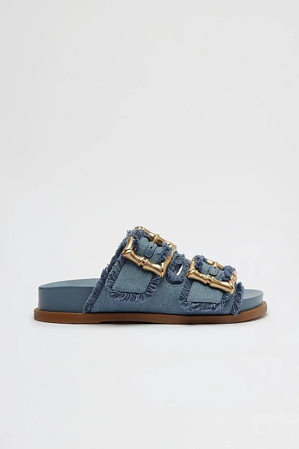 Schutz Enola Sporty Frayed Sandals in Azul/Summer Jeans - Image 2