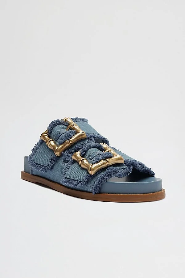 Schutz Enola Sporty Frayed Sandals in Azul/Summer Jeans - Image 3