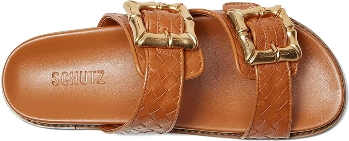 Schutz Enola Sporty Woven Women's Sandals Cuoio Brown : 8 M, Leather/Rubber - Image 2