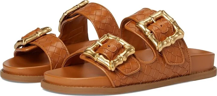 Schutz Enola Sporty Woven Women's Sandals Cuoio Brown : 8 M, Leather/Rubber