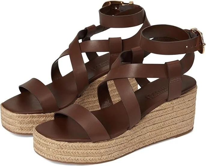 Schutz Harper Flatform Women's Wedge Shoes Desert Brown : 8 M, Leather