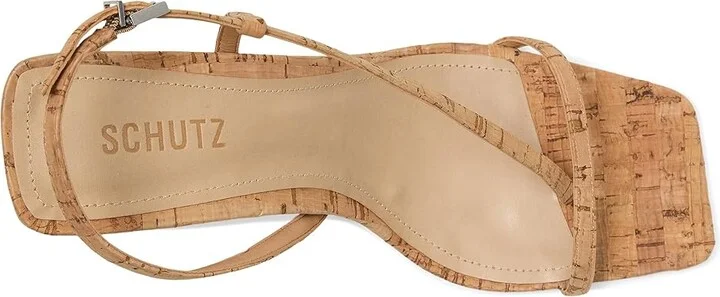 Schutz Heloise Block Women's Sandals Natural/Light Wood : 10 M, Leather - Image 2