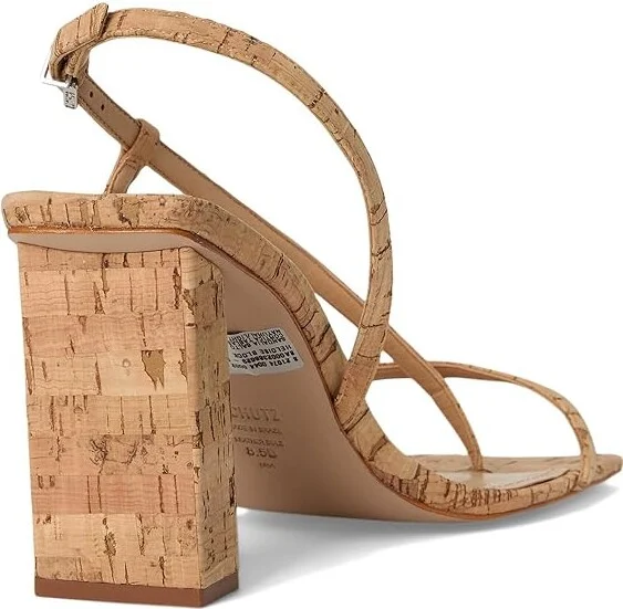 Schutz Heloise Block Women's Sandals Natural/Light Wood : 10 M, Leather - Image 4