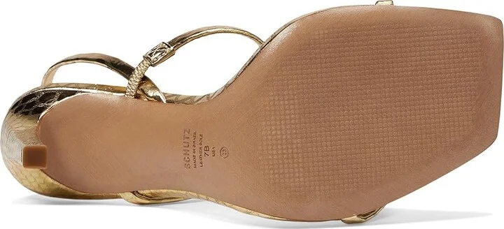 Schutz Heloise High Women's Sandals Ouro Claro Orch : 10 M, Leather - Image 3