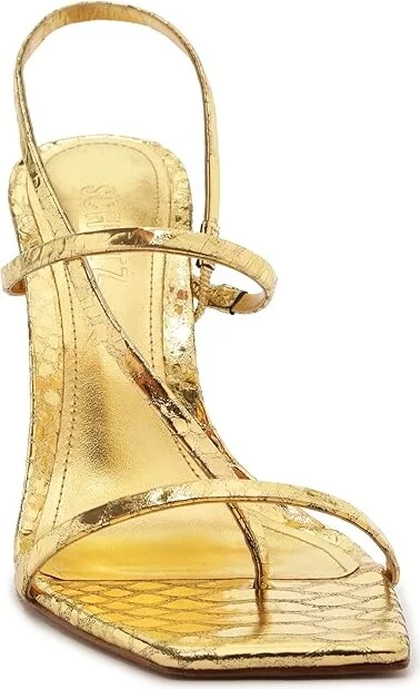 Schutz Heloise High Women's Sandals Ouro Claro Orch : 10 M, Leather - Image 5