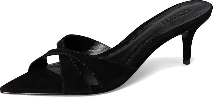 Schutz Hilda Leaf Mule Women's Sandals Black : 6 M, Leather/Suede - Image 5