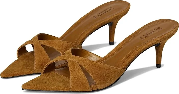 Schutz Hilda Leaf Mule Women's Sandals Dried Pistachio : 11 M, Leather/Suede