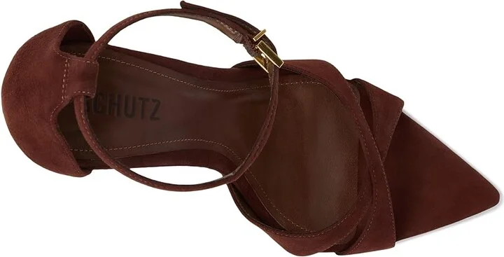 Schutz Hilda Leaf Women's Sandals Root Brown : 9.5 M, Suede - Image 2
