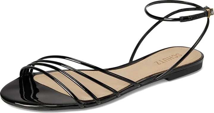 Schutz Inez Flat Women's Sandals Black : 5 M, Leather - Image 5