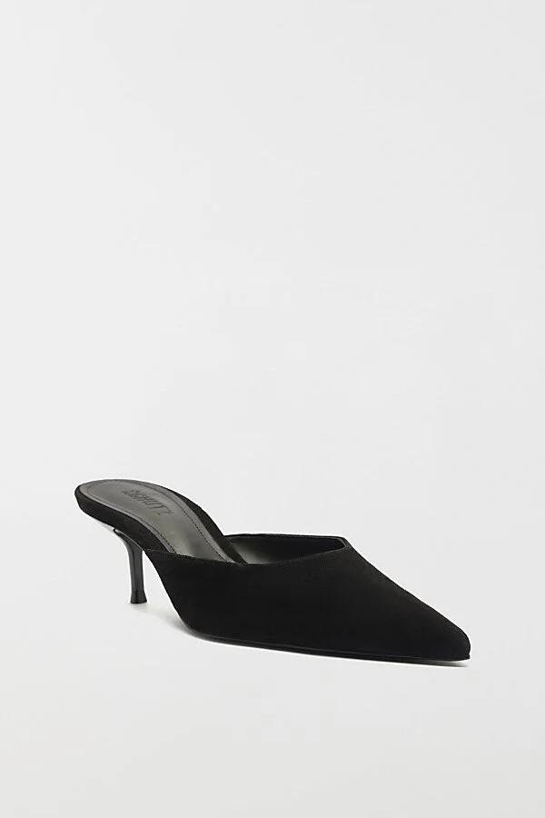 Schutz Julie Suede Kitten Heel Mule in Black - Image 2