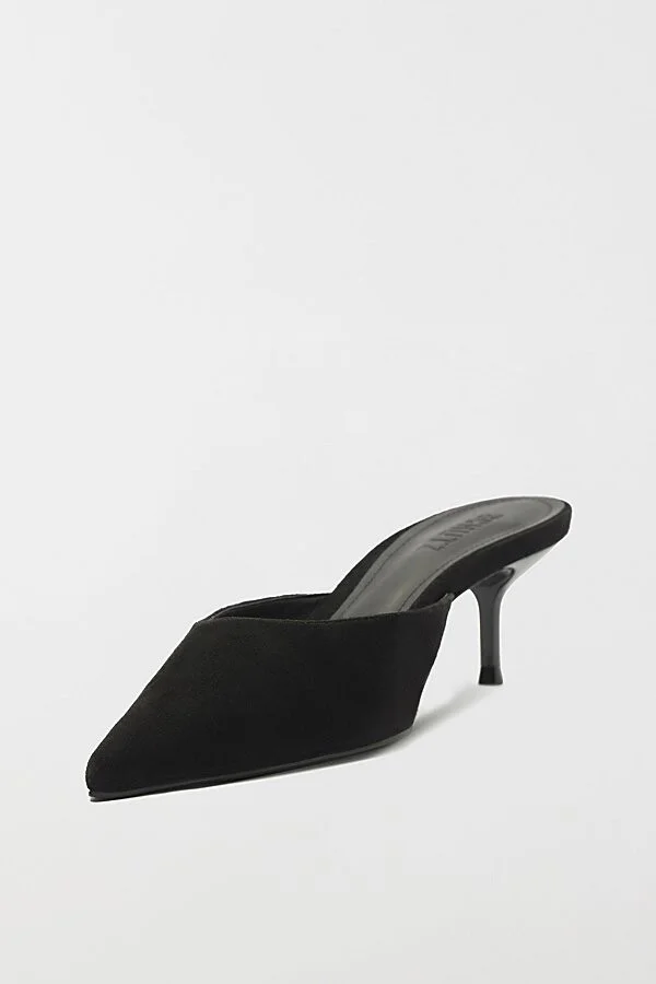 Schutz Julie Suede Kitten Heel Mule in Black - Image 3