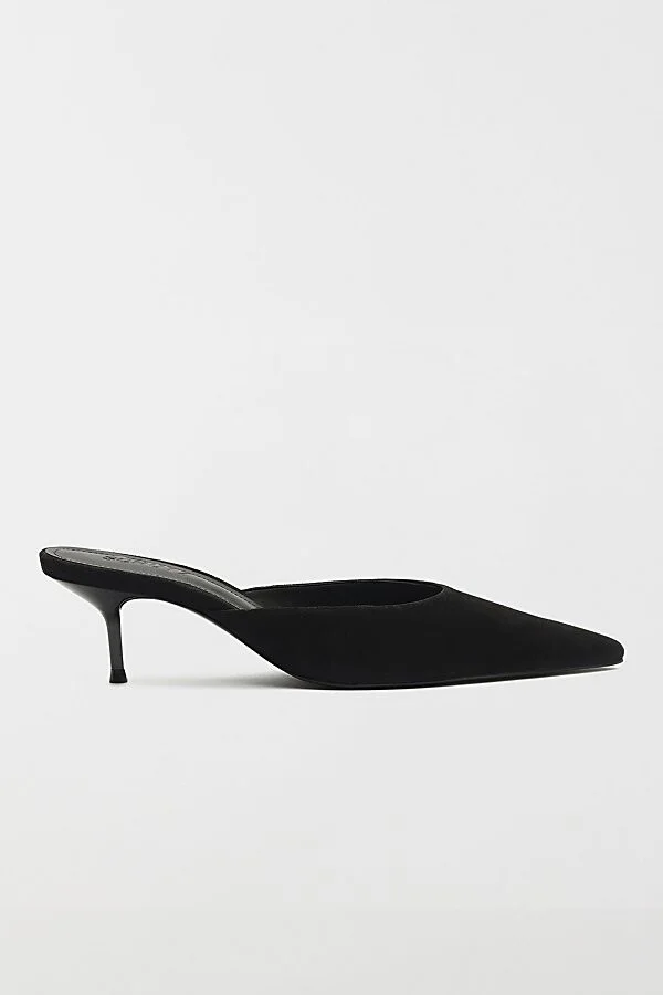 Schutz Julie Suede Kitten Heel Mule in Black