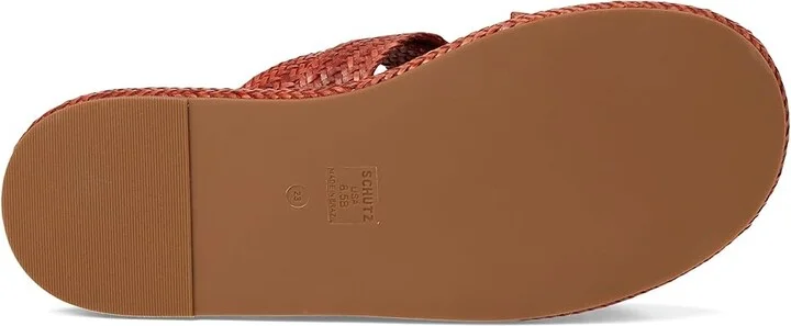 Schutz Kali Flat Women's Sandals Sunset Ochre : 8 M, Leather - Image 3