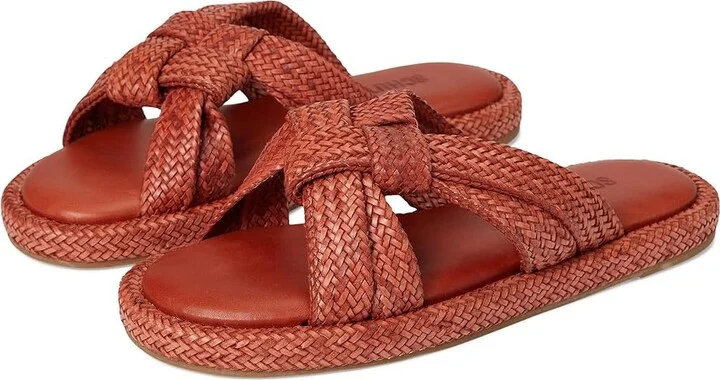 Schutz Kali Flat Women's Sandals Sunset Ochre : 8 M, Leather