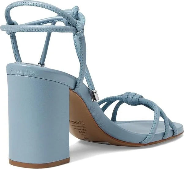 Schutz Kate High Block Women's Sandals Blue Sea : 10 M, Leather - Image 4