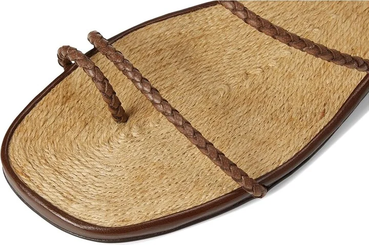 Schutz Kaya Straw Flat Women's Wedge Shoes Desert Brown : 6.5 M, Leather - Image 2