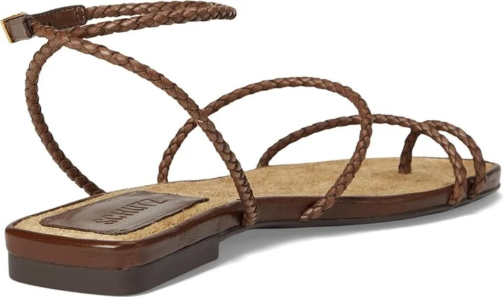 Schutz Kaya Straw Flat Women's Wedge Shoes Desert Brown : 6.5 M, Leather - Image 4
