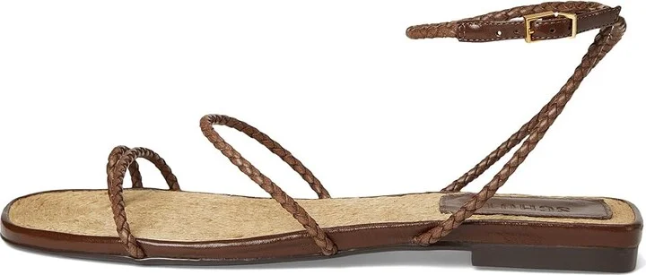 Schutz Kaya Straw Flat Women's Wedge Shoes Desert Brown : 6.5 M, Leather - Image 6