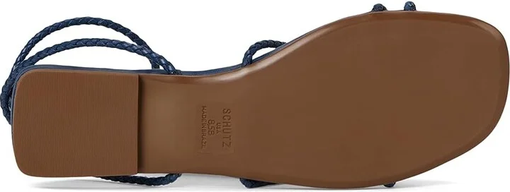 Schutz Kaya Straw Flat Women's Wedge Shoes Infinite Blue : 9.5 M, Leather - Image 3
