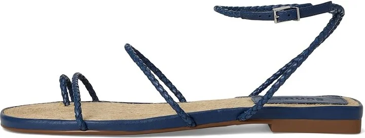 Schutz Kaya Straw Flat Women's Wedge Shoes Infinite Blue : 9.5 M, Leather - Image 6