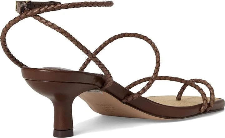 Schutz Kaya Straw Mid Women's Wedge Shoes Desert Brown : 5 M, Leather - Image 4