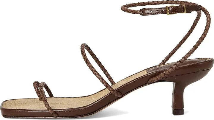 Schutz Kaya Straw Mid Women's Wedge Shoes Desert Brown : 5 M, Leather - Image 6