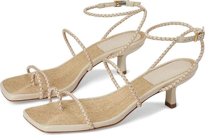 Schutz Kaya Straw Mid Women's Wedge Shoes White : 6.5 M, Leather