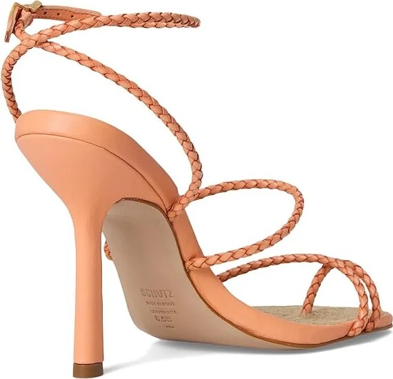 Schutz Kaya Straw Women's Wedge Shoes Coral Sand : 7.5 M, Leather - Image 4