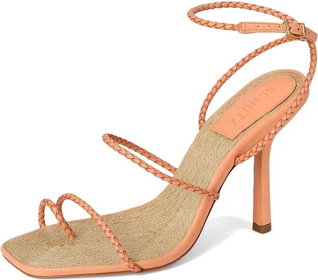 Schutz Kaya Straw Women's Wedge Shoes Coral Sand : 7.5 M, Leather - Image 5