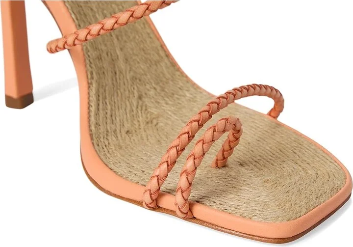Schutz Kaya Straw Women's Wedge Shoes Coral Sand : 7.5 M, Leather - Image 7