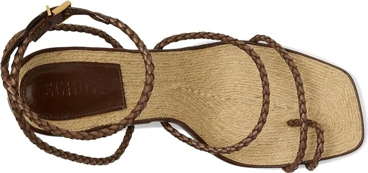 Schutz Kaya Straw Women's Wedge Shoes Desert Brown : 7 M, Leather - Image 2