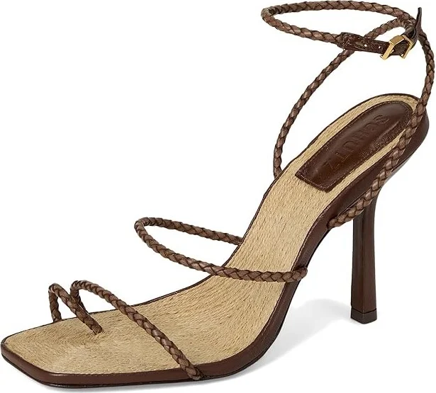 Schutz Kaya Straw Women's Wedge Shoes Desert Brown : 7 M, Leather - Image 5
