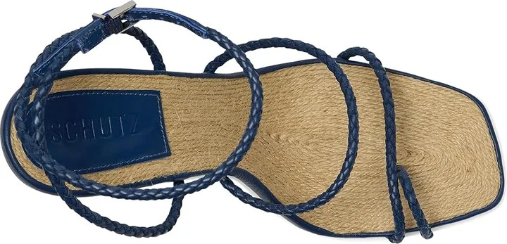 Schutz Kaya Straw Women's Wedge Shoes Infinite Blue : 5 M, Leather - Image 2