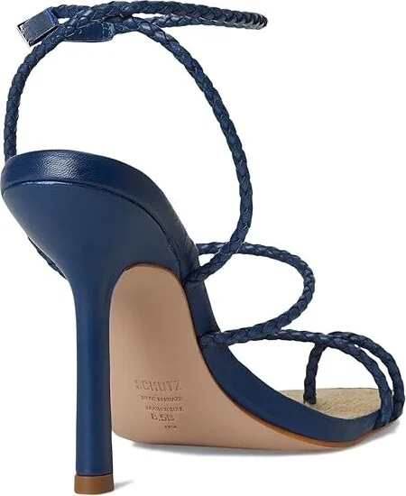 Schutz Kaya Straw Women's Wedge Shoes Infinite Blue : 5 M, Leather - Image 4