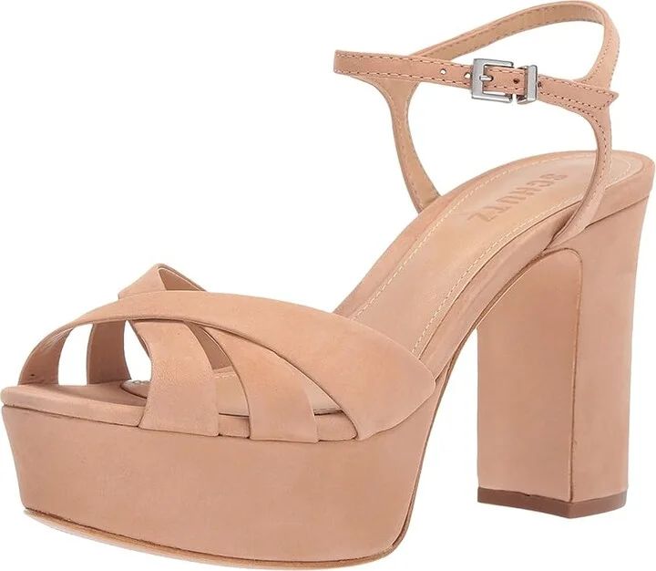 Schutz Keefa High Women's Heels Honey Beige Nubuck : 8 M, Leather - Image 2