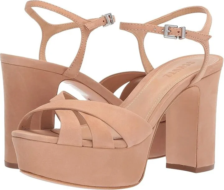 Schutz Keefa High Women's Heels Honey Beige Nubuck : 8 M, Leather