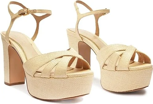 Schutz Keefa High Women's Heels Natural/Light Wood : 10.5 M, Leather