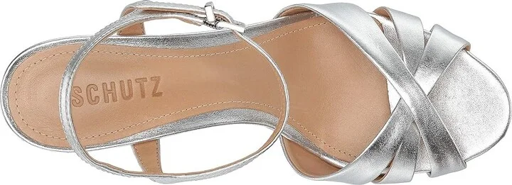 Schutz Keefa High Women's Heels Prata Metallic Napa : 5.5 M, Leather - Image 3