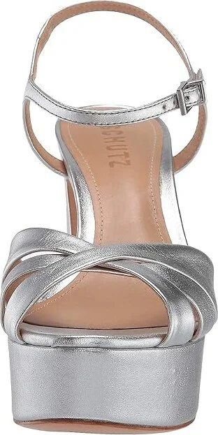 Schutz Keefa High Women's Heels Prata Metallic Napa : 5.5 M, Leather - Image 6